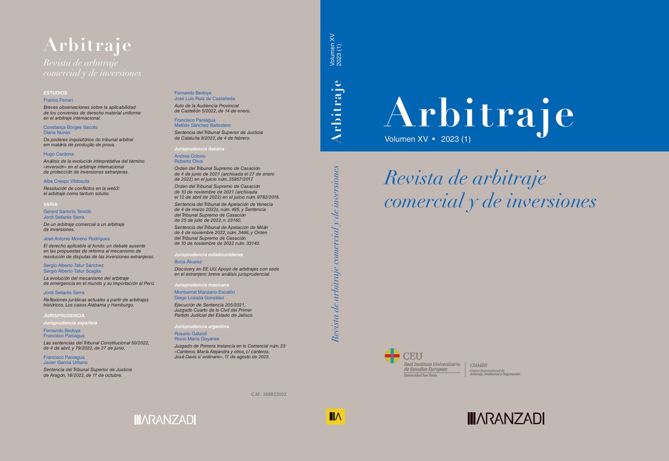 					Ver Vol. 15 Núm. 1 (2023): Revista de arbitraje  comercial y  de inversiones
				
